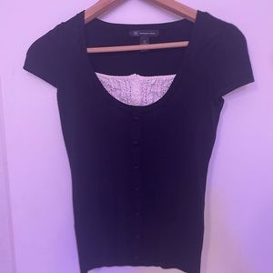 I.N.C. Black pullover sweater with white detail